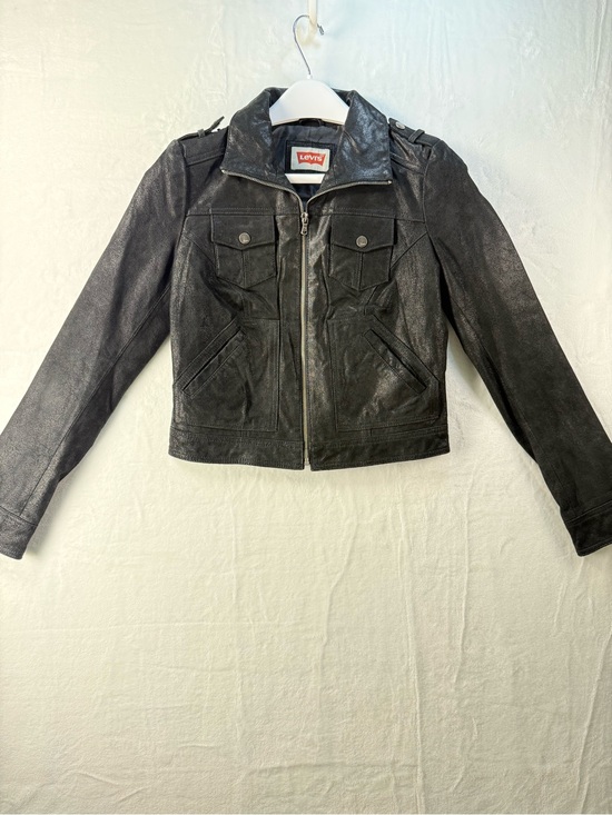 Levi's Jackets & Blazers - Levi's Black Faux Leather Moto Jacket with Silver Zip
